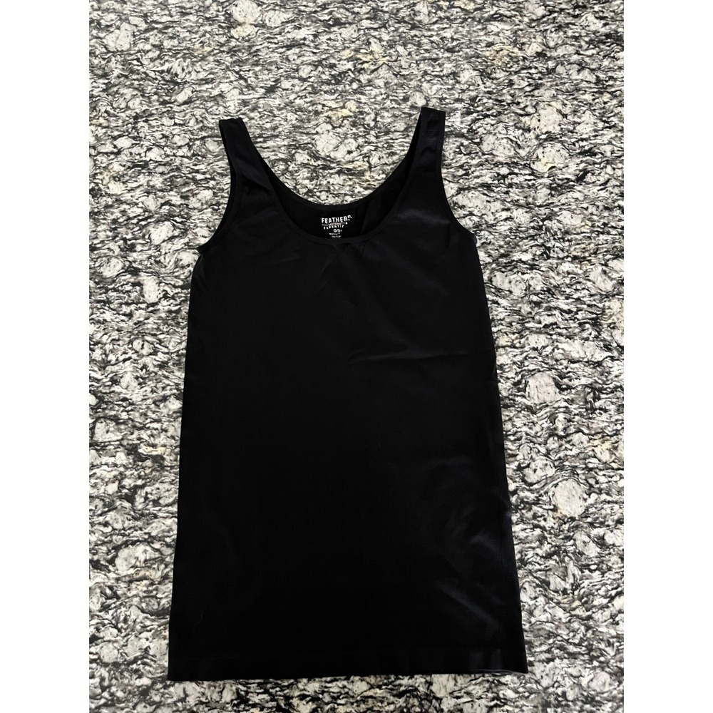 Feathers Maternity Tank Top Womens O/S Black Stretch Scoop Neck Sleeveless